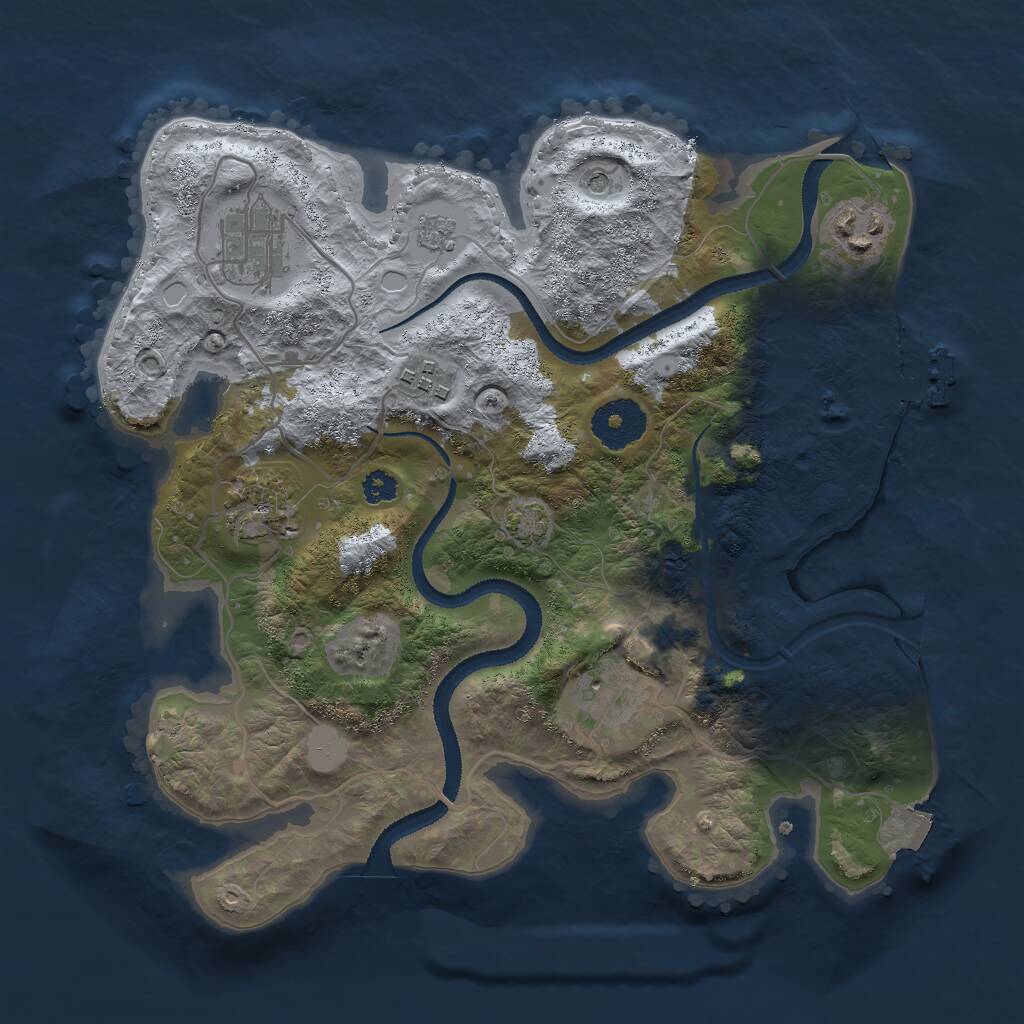 Rust Map: Procedural Map, Size: 3000, Seed: 54223, 10 Monuments