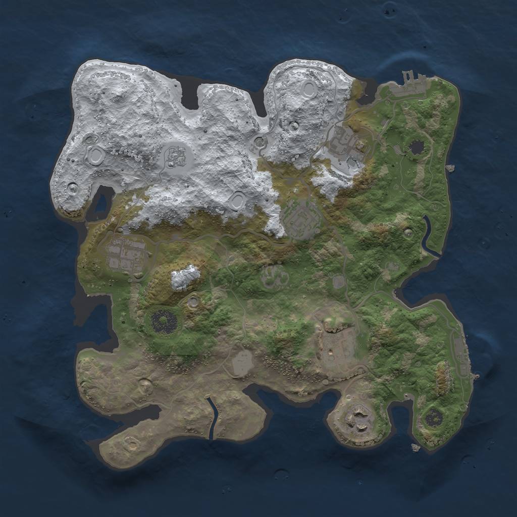 Rust Map: Procedural Map, Size: 3000, Seed: 54223, 14 Monuments