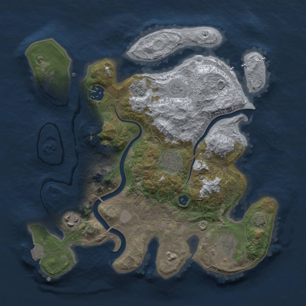 Rust Map: Procedural Map, Size: 3000, Seed: 453416462, 9 Monuments