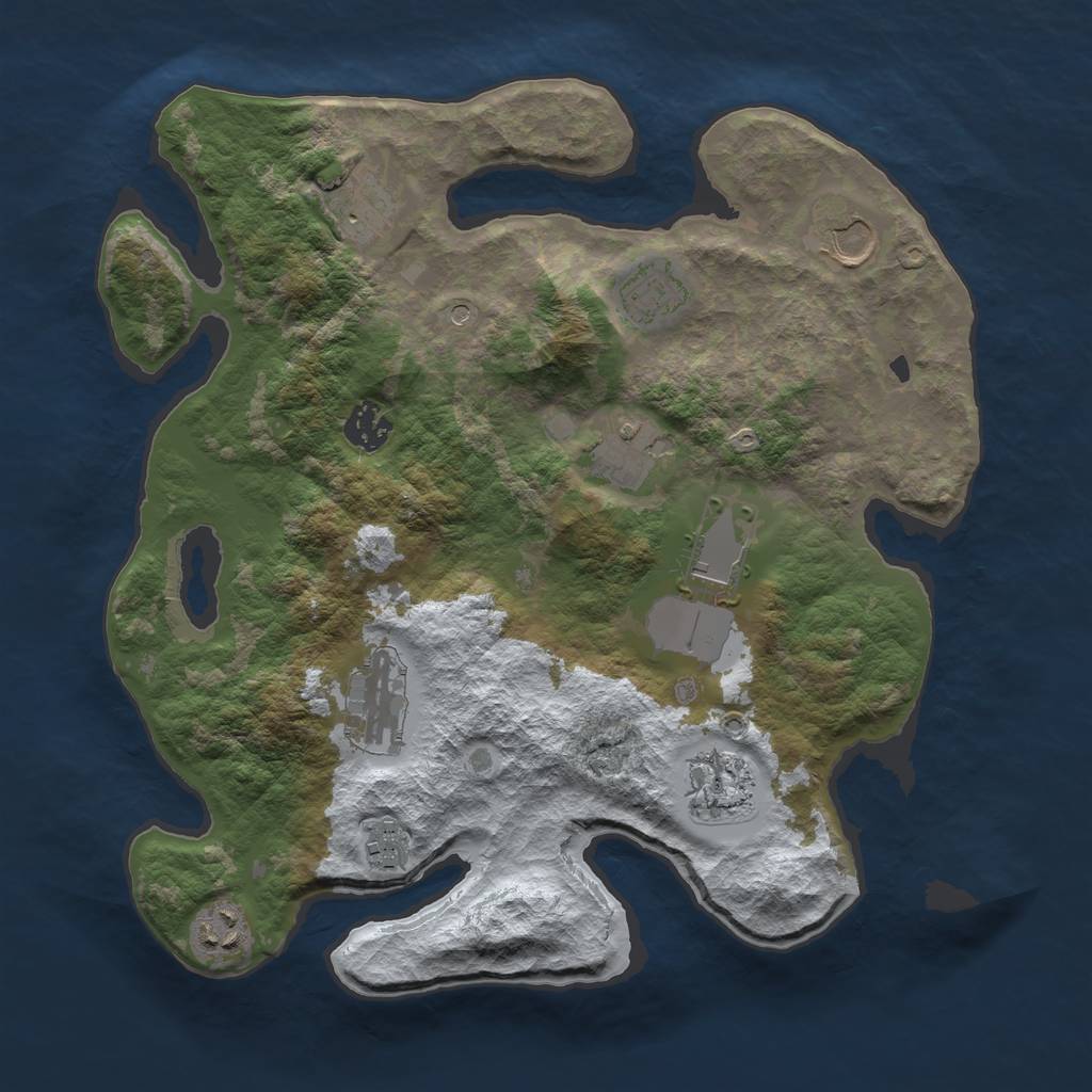 Rust Map: Barren, Size: 3500, Seed: 921538044, 13 Monuments