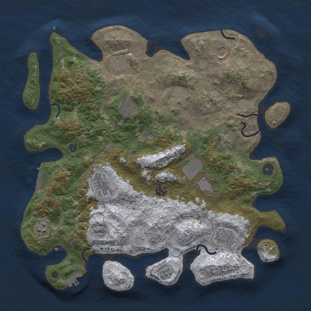 Rust Map: Procedural Map, Size: 3950, Seed: 1466558014, 20 Monuments