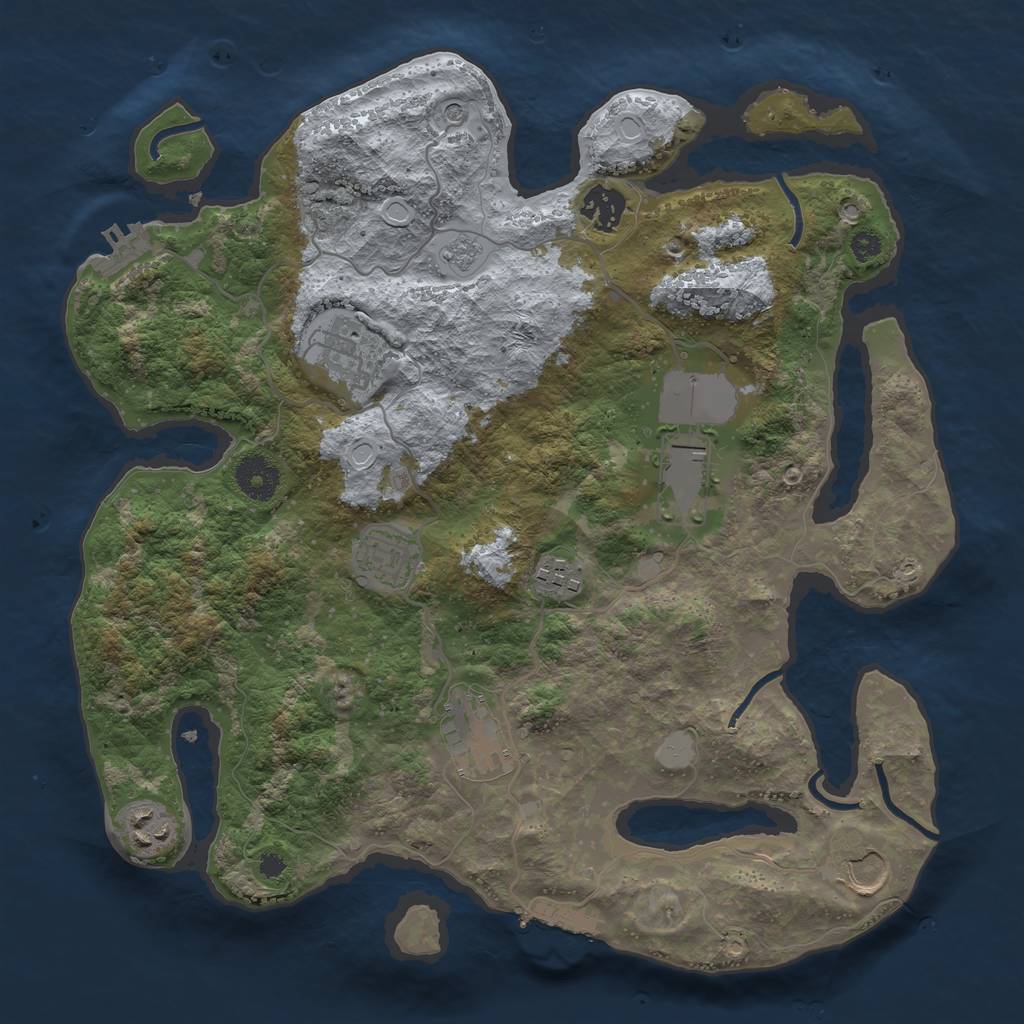 Rust Map: Procedural Map, Size: 3500, Seed: 1281983, 17 Monuments
