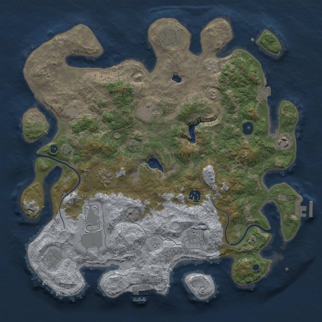Rust Map: Procedural Map, Size: 4000, Seed: 1874, 14 Monuments