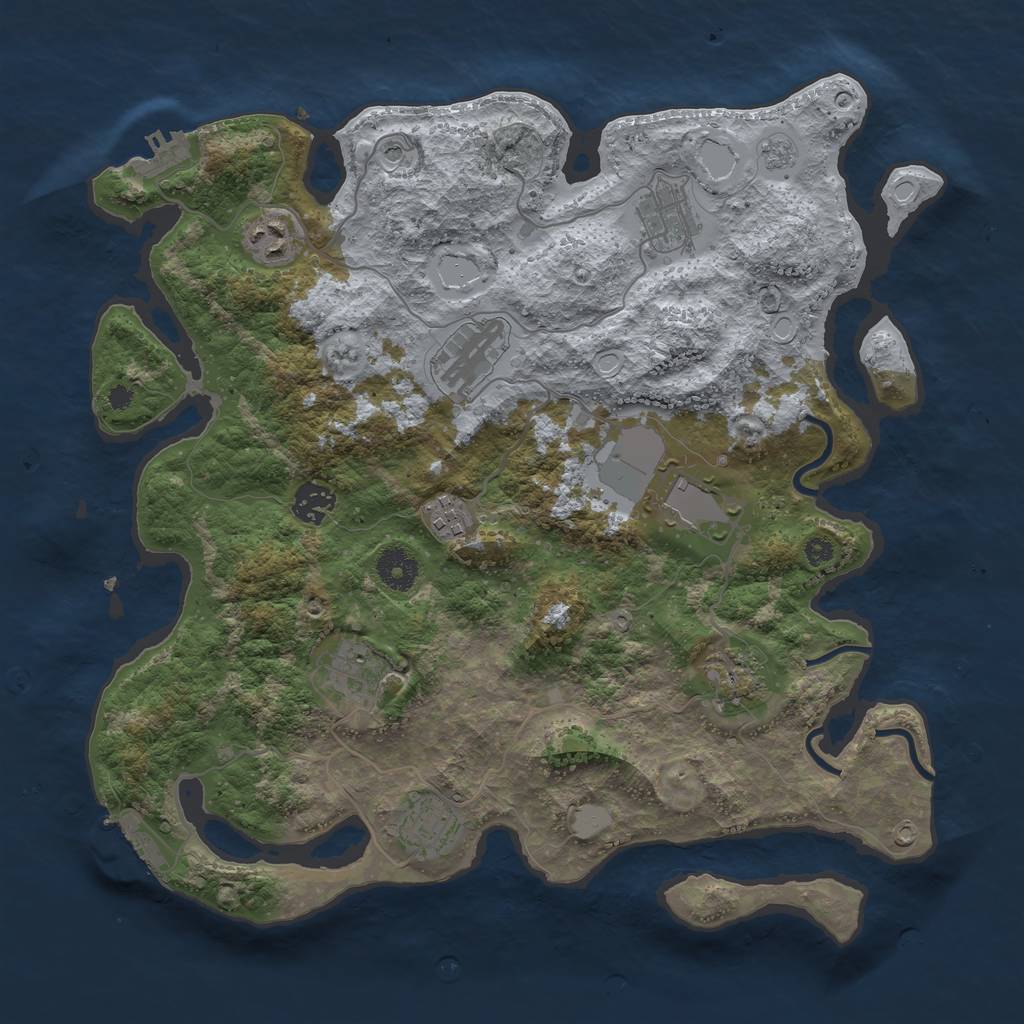 Rust Map: Procedural Map, Size: 3700, Seed: 675238, 18 Monuments