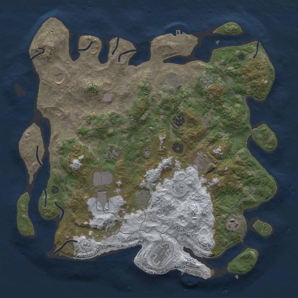 Rust Map: Procedural Map, Size: 4000, Seed: 2005196045, 19 Monuments