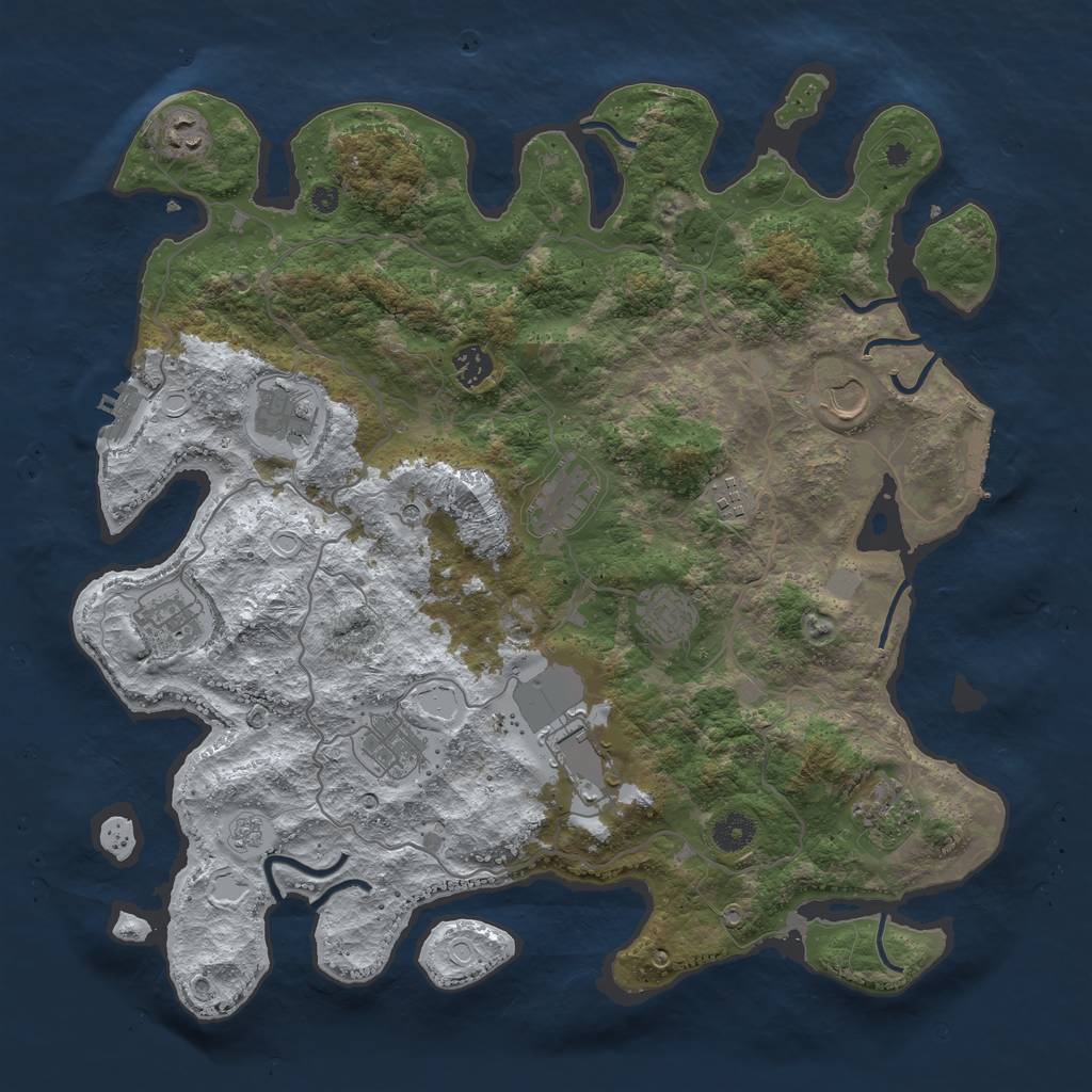 Rust Map: Procedural Map, Size: 4096, Seed: 100810, 20 Monuments