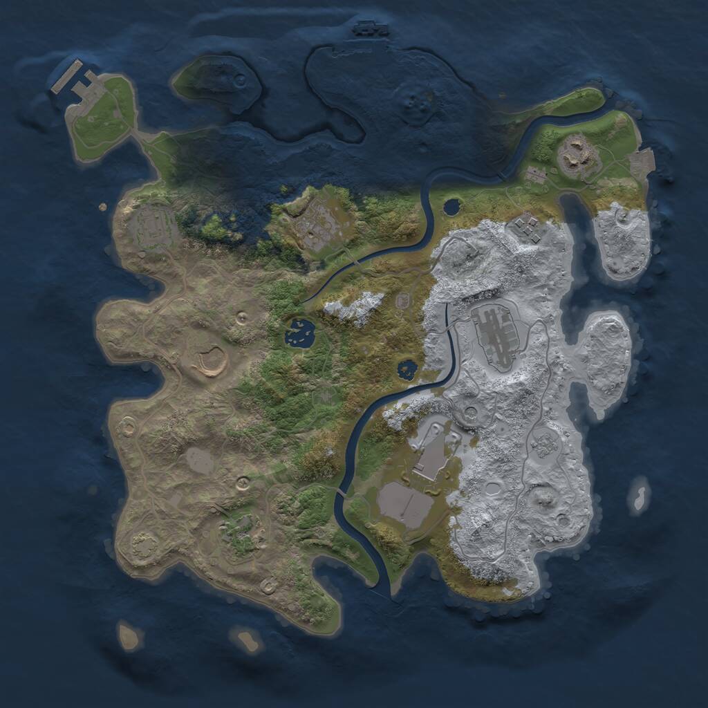 Rust Map: Procedural Map, Size: 3500, Seed: 256485, 15 Monuments