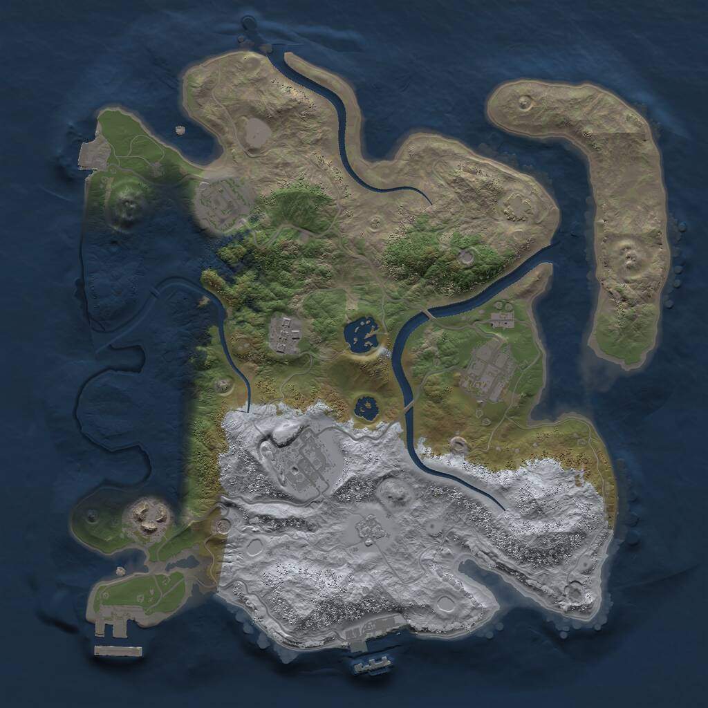 Rust Map: Procedural Map, Size: 3000, Seed: 30823, 12 Monuments