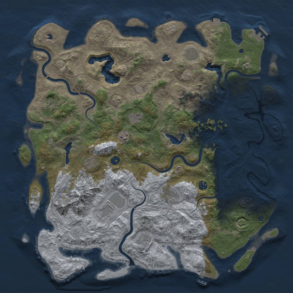 Rust Map: Procedural Map, Size: 5000, Seed: 19821013, 17 Monuments
