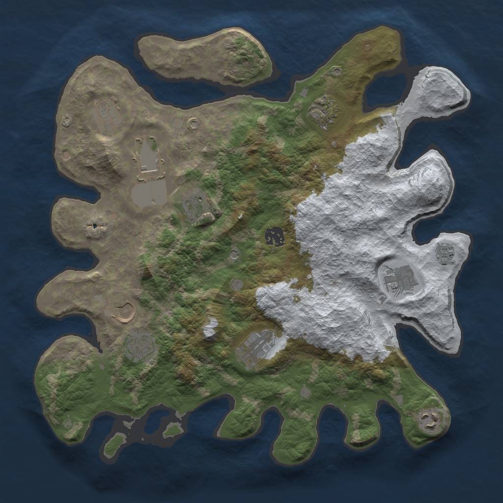 Rust Map: Barren, Size: 3750, Seed: 2826298, 14 Monuments