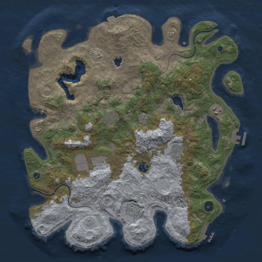 Rust Map: Procedural Map, Size: 4000, Seed: 867585, 13 Monuments