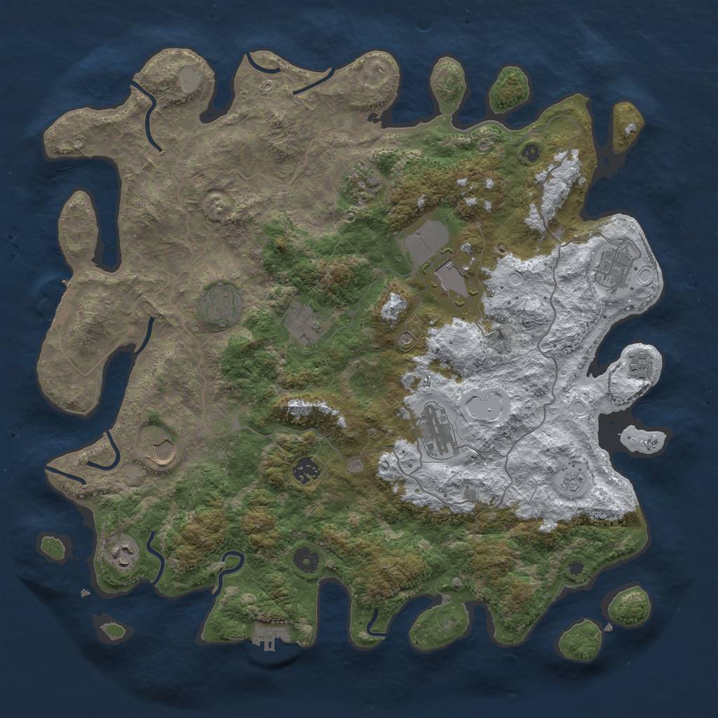 Rust Map: Procedural Map, Size: 4200, Seed: 40572410, 19 Monuments