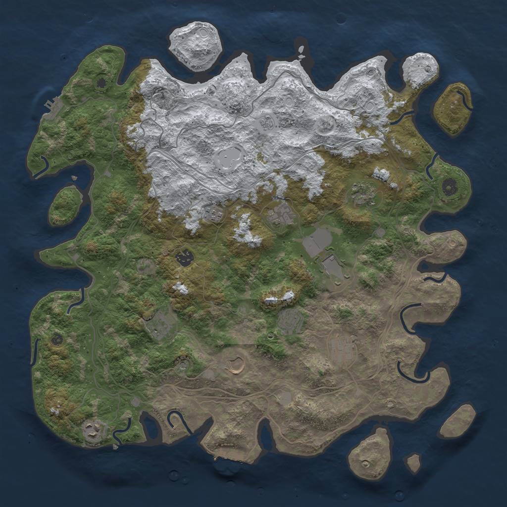 Rust Map: Procedural Map, Size: 4500, Seed: 6974, 19 Monuments