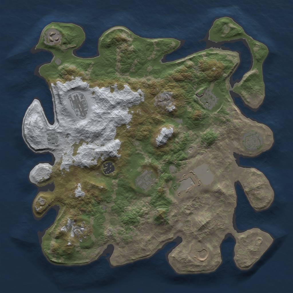 Rust Map: Barren, Size: 3700, Seed: 813597630, 13 Monuments
