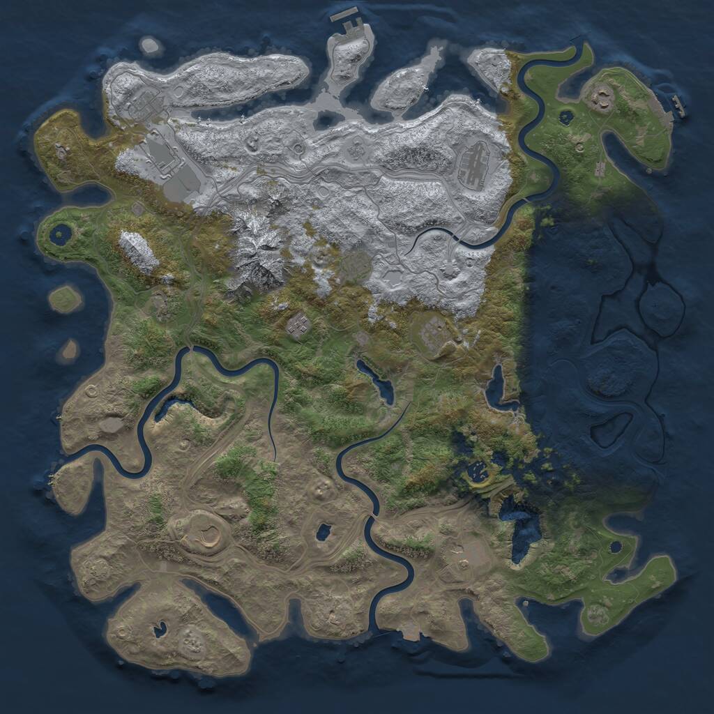 Rust Map: Procedural Map, Size: 5000, Seed: 7102021, 17 Monuments