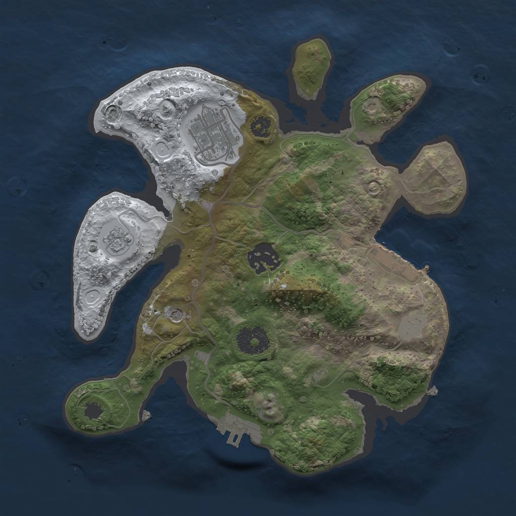 Rust Map: Procedural Map, Size: 2500, Seed: 1001310, 11 Monuments