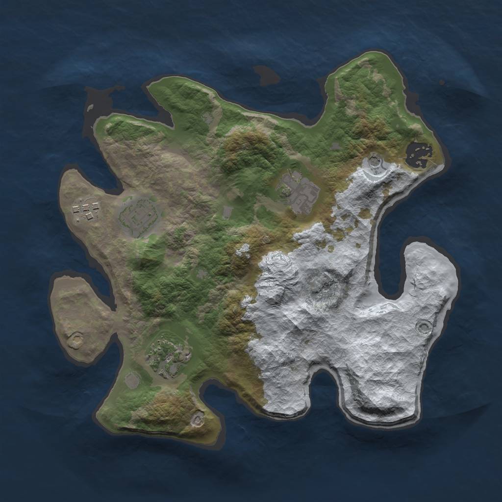 Rust Map: Barren, Size: 2800, Seed: 712372, 8 Monuments