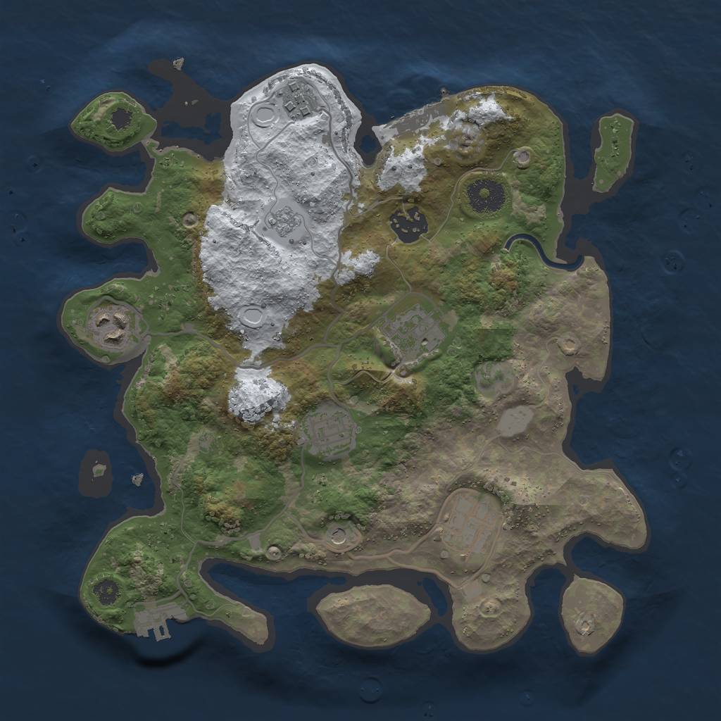 Rust Map: Procedural Map, Size: 3000, Seed: 261557774, 15 Monuments