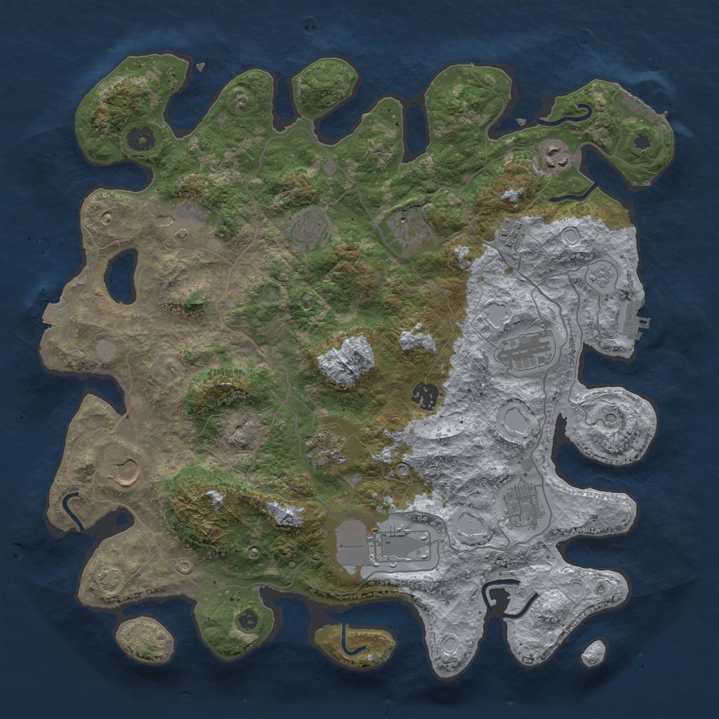 Rust Map: Procedural Map, Size: 4000, Seed: 1248070591, 19 Monuments