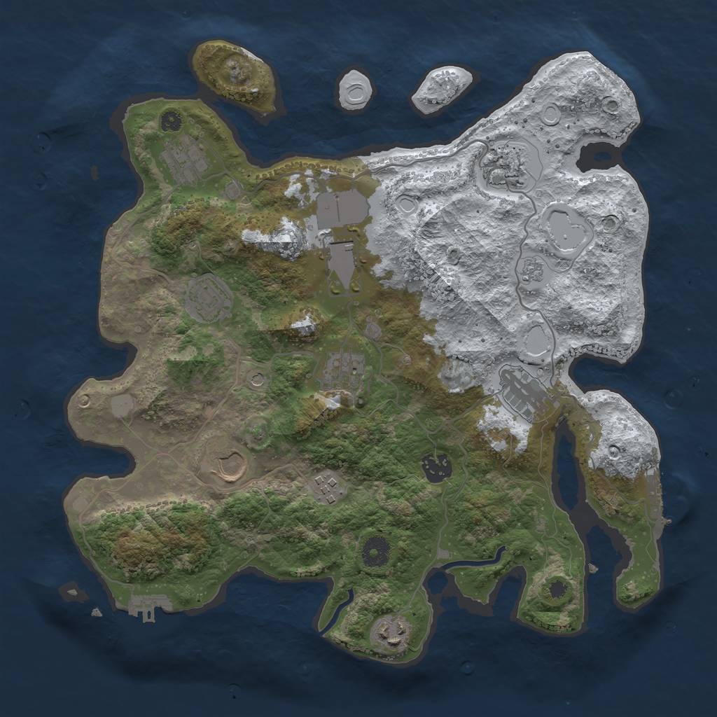 Rust Map: Procedural Map, Size: 3600, Seed: 280196632, 19 Monuments