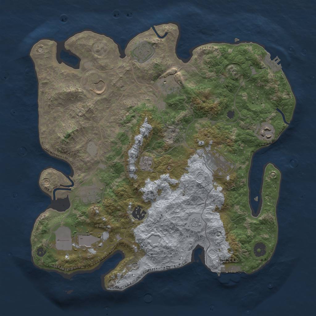 Rust Map: Procedural Map, Size: 3500, Seed: 144323210, 18 Monuments