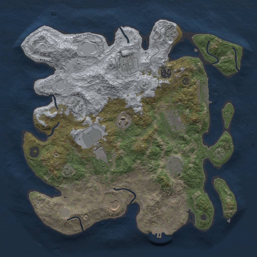 Rust Map: Procedural Map, Size: 3500, Seed: 726565550, 17 Monuments