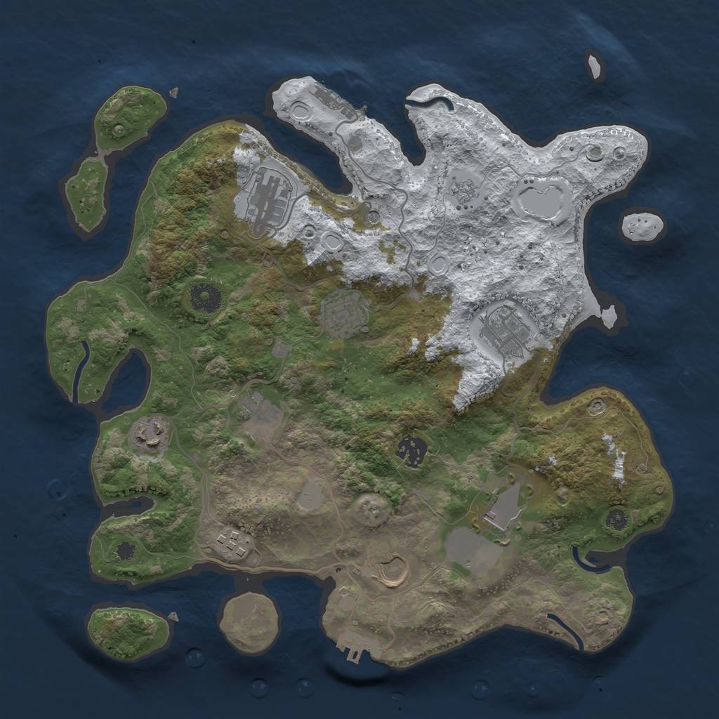 Rust Map: Procedural Map, Size: 3500, Seed: 4860249, 18 Monuments