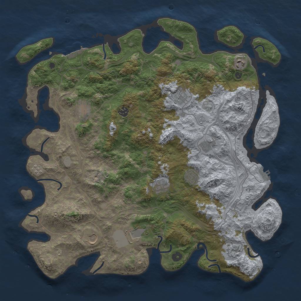 Rust Map: Procedural Map, Size: 4500, Seed: 1468283793, 20 Monuments
