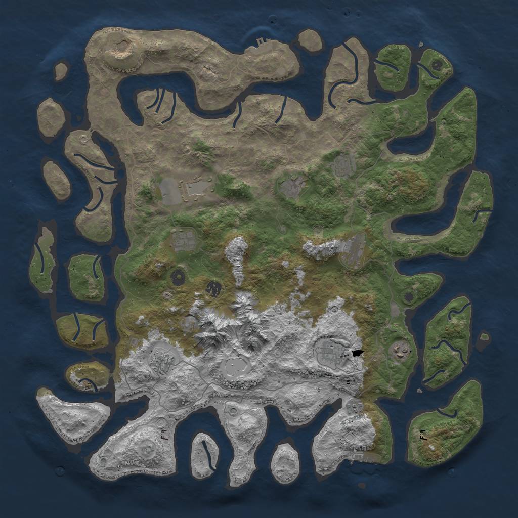 Rust Map: Procedural Map, Size: 5000, Seed: 4491, 19 Monuments