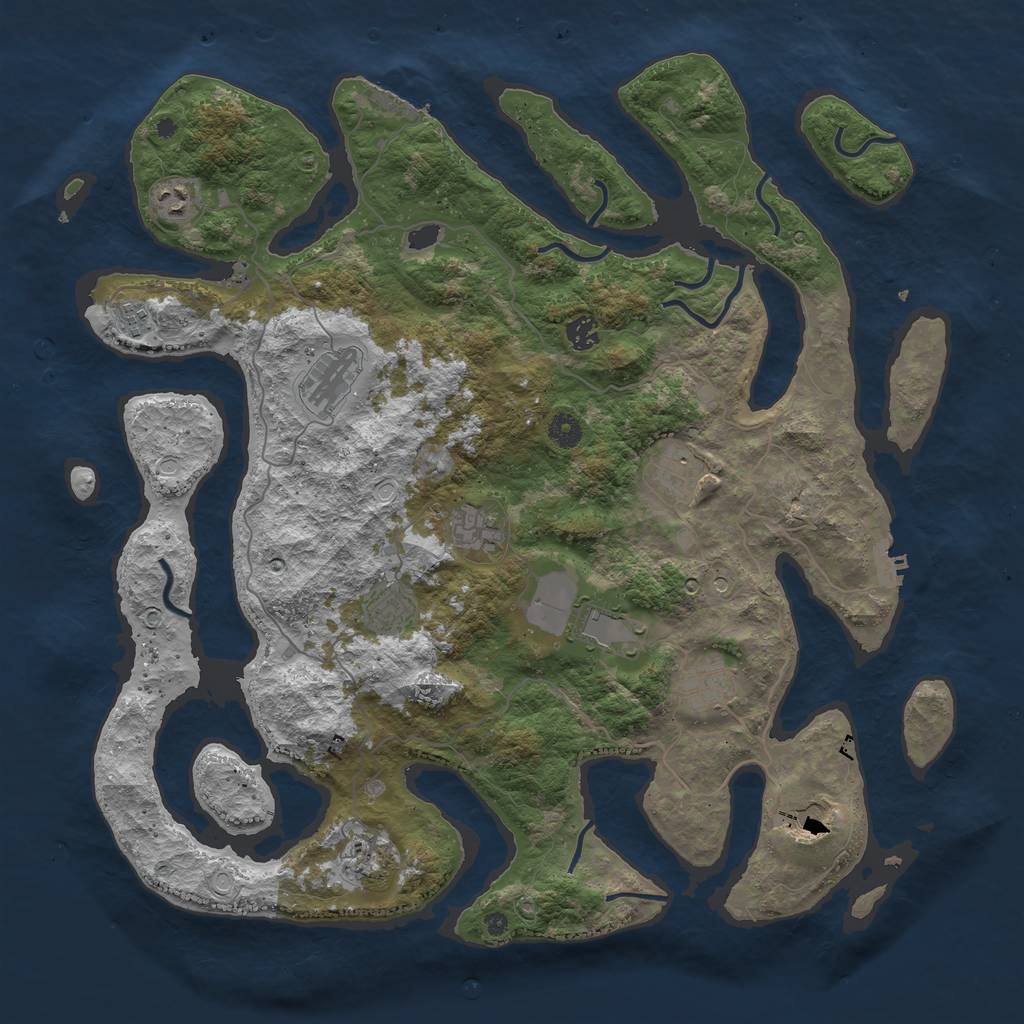 Rust Map: Procedural Map, Size: 4500, Seed: 45261733, 19 Monuments