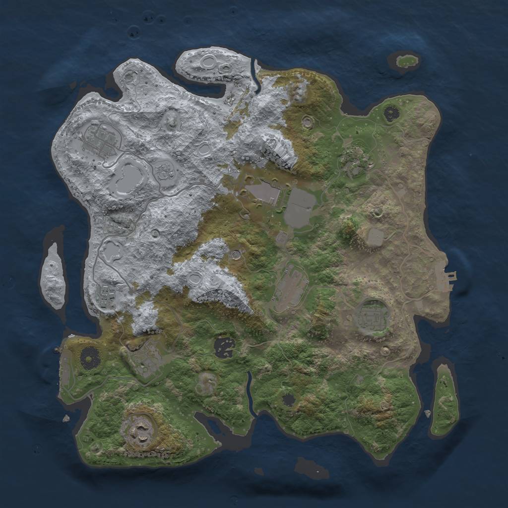 Rust Map: Procedural Map, Size: 3500, Seed: 543534, 18 Monuments