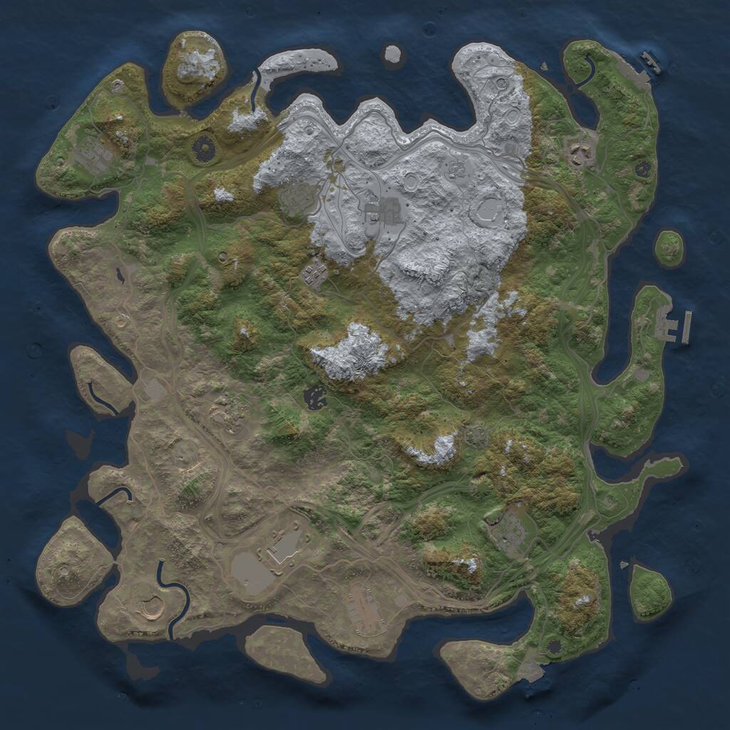 Rust Map: Procedural Map, Size: 4500, Seed: 11333377, 17 Monuments