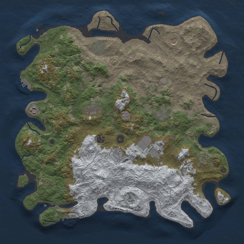 Rust Map: Procedural Map, Size: 4500, Seed: 1077112294, 19 Monuments