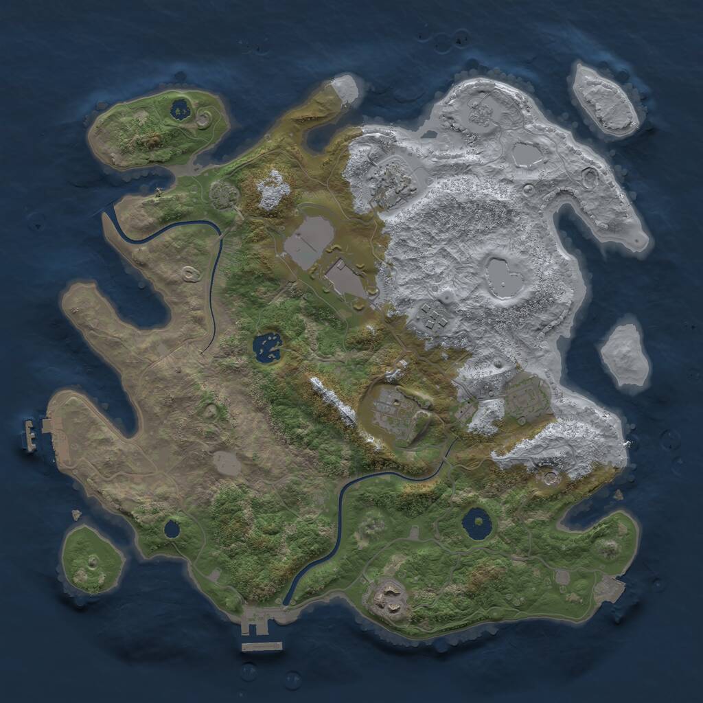 Rust Map: Procedural Map, Size: 3500, Seed: 25445160, 13 Monuments