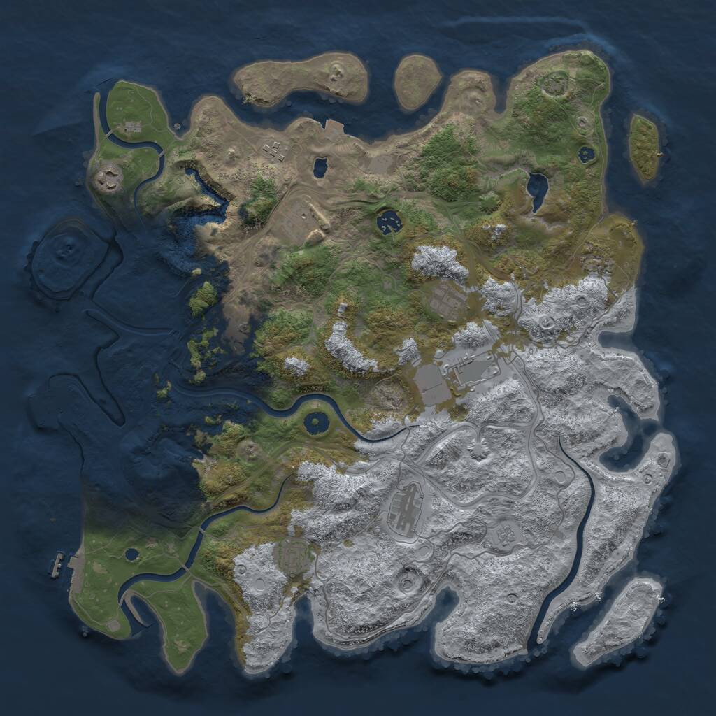 Rust Map: Procedural Map, Size: 4500, Seed: 50810, 16 Monuments