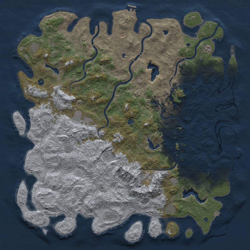Rust Map: Procedural Map, Size: 6000, Seed: 32165, 17 Monuments