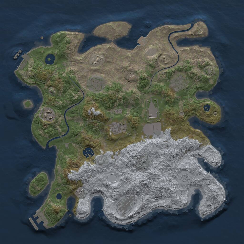 Rust Map: Procedural Map, Size: 3500, Seed: 63565, 14 Monuments