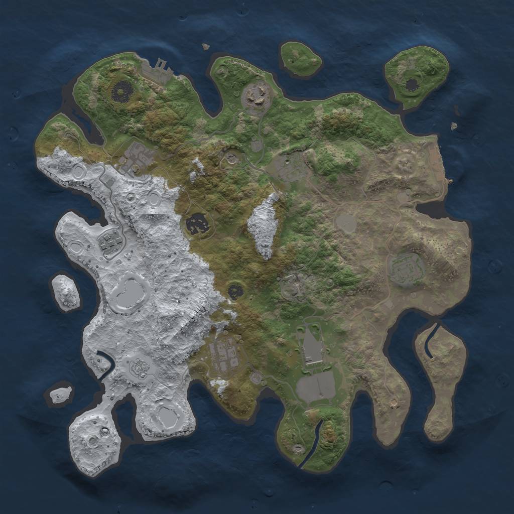 Rust Map: Procedural Map, Size: 3500, Seed: 1231111, 17 Monuments
