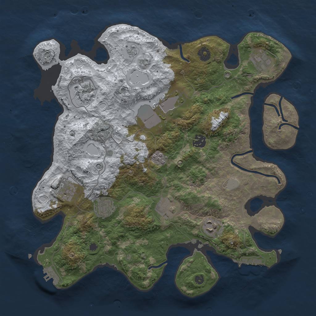 Rust Map: Procedural Map, Size: 3500, Seed: 2018293288, 18 Monuments