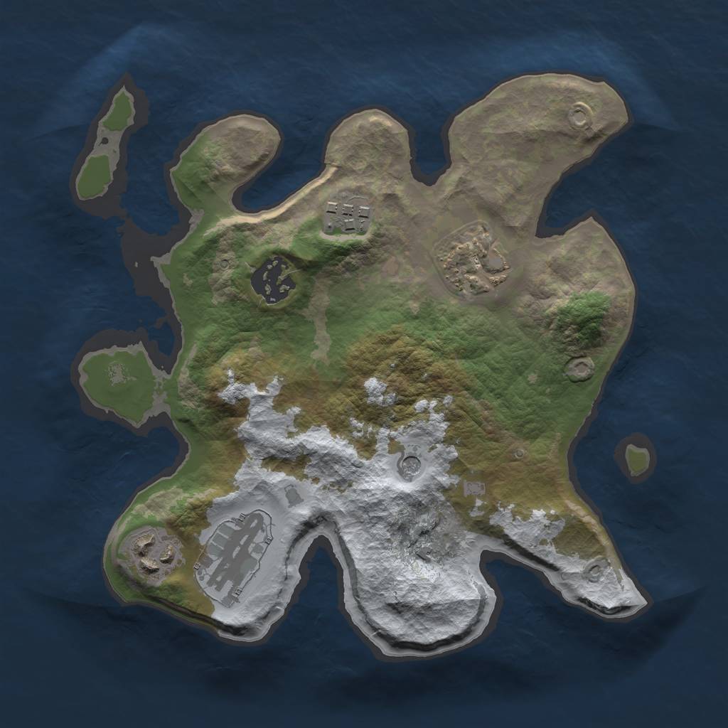 Rust Map: Barren, Size: 2500, Seed: 602091, 8 Monuments
