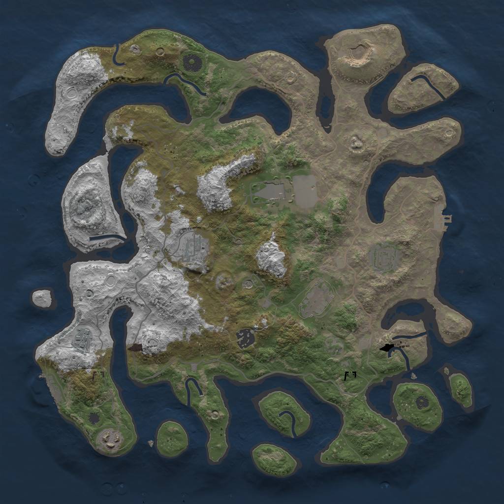Rust Map: Procedural Map, Size: 4000, Seed: 1331882317, 16 Monuments
