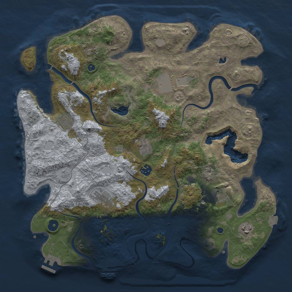 Rust Map: Procedural Map, Size: 4000, Seed: 1877496861, 15 Monuments