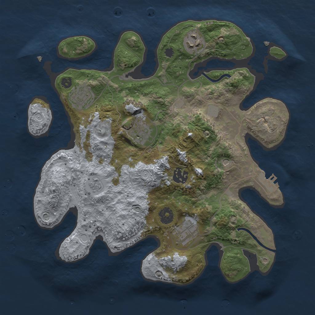 Rust Map: Procedural Map, Size: 3000, Seed: 1031499038, 11 Monuments