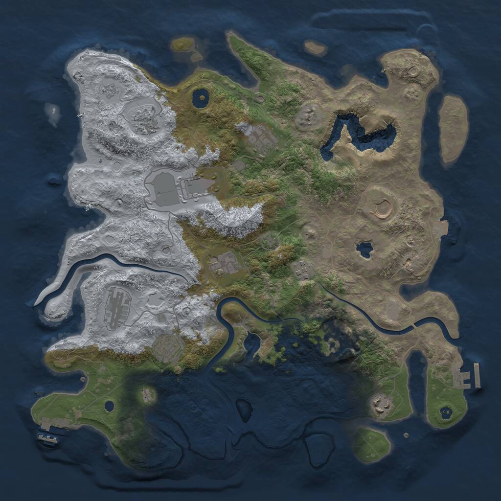 Rust Map: Procedural Map, Size: 4000, Seed: 648, 16 Monuments