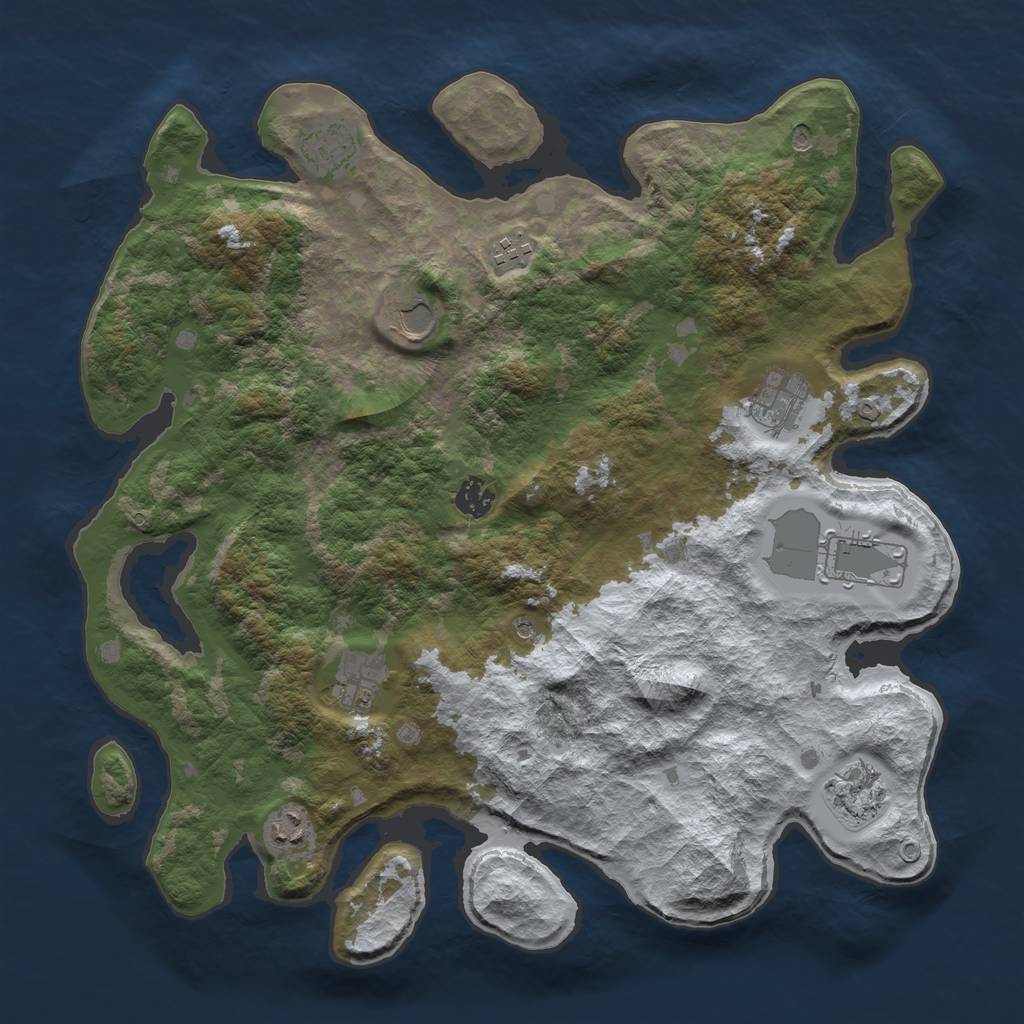 Rust Map: Barren, Size: 4000, Seed: 421134, 12 Monuments