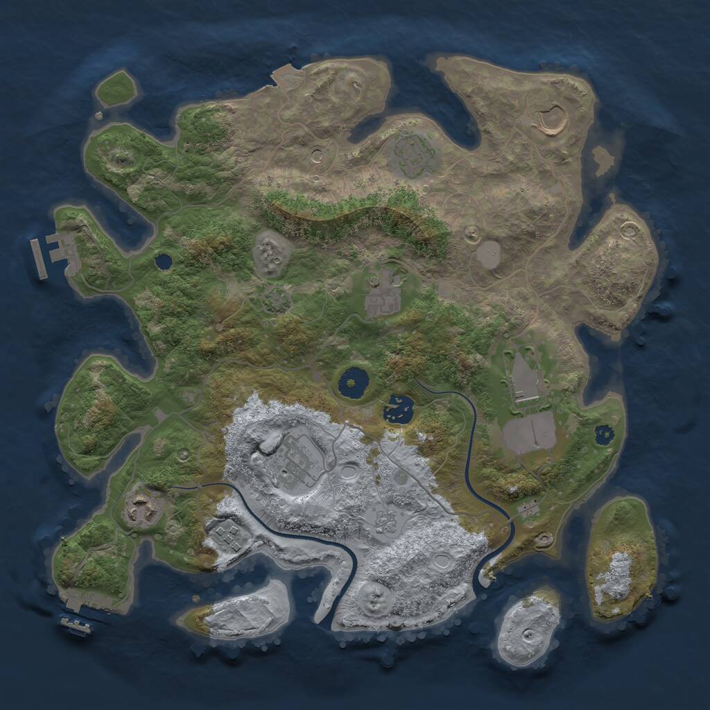 Rust Map: Procedural Map, Size: 3500, Seed: 292419184, 14 Monuments