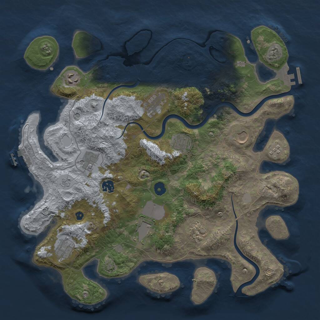 Rust Map: Procedural Map, Size: 3850, Seed: 981351700, 16 Monuments
