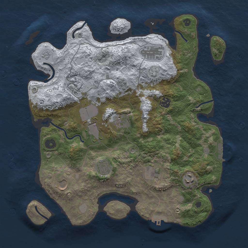 Rust Map: Procedural Map, Size: 3500, Seed: 1910764140, 19 Monuments