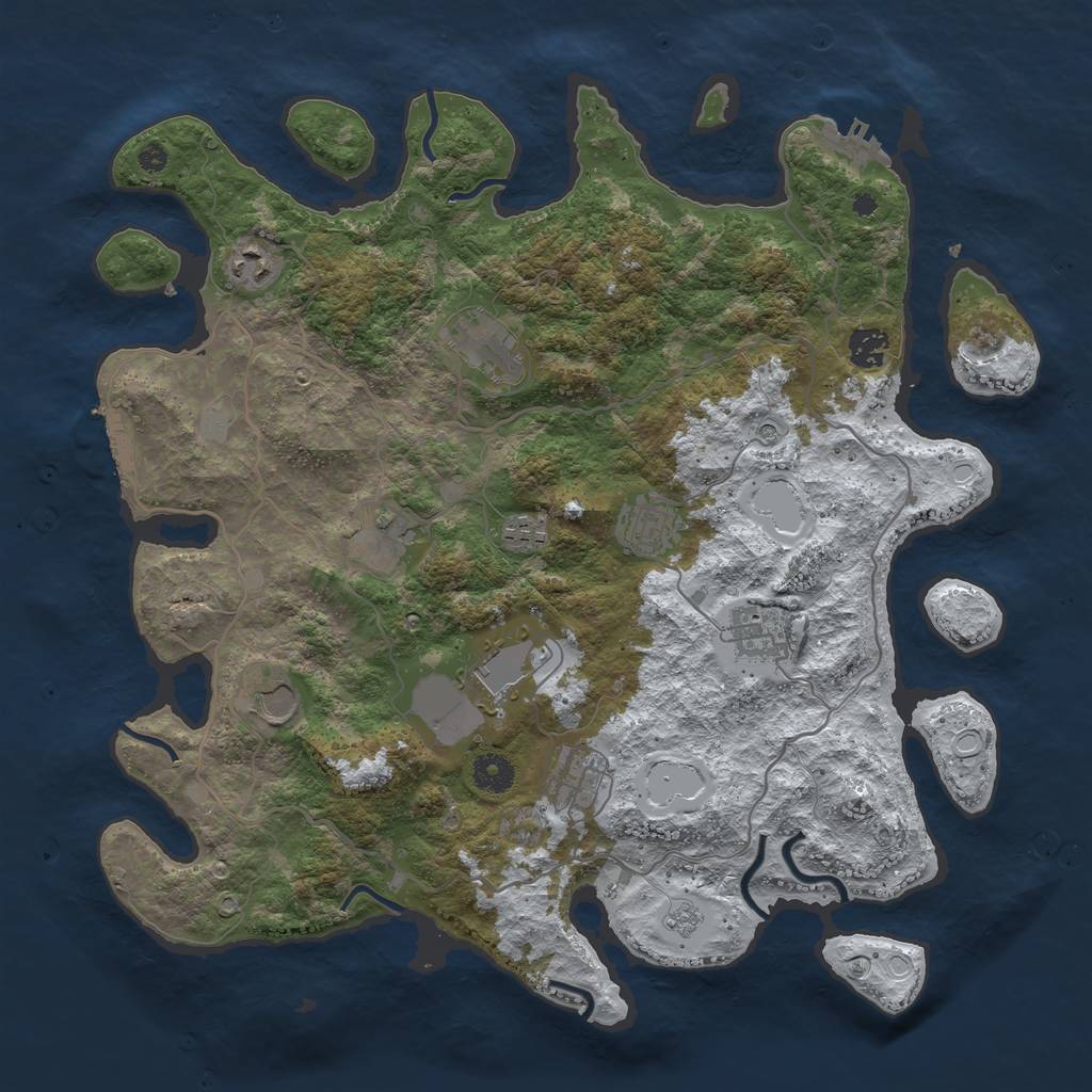 Rust Map: Procedural Map, Size: 4000, Seed: 7421, 19 Monuments