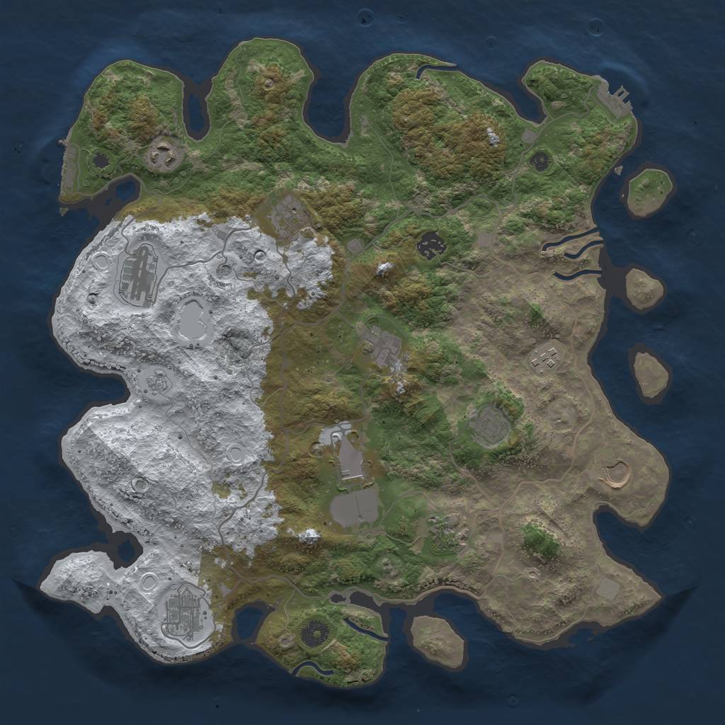 Rust Map: Procedural Map, Size: 4000, Seed: 1109671411, 20 Monuments